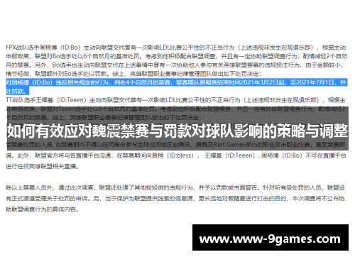如何有效应对魏震禁赛与罚款对球队影响的策略与调整